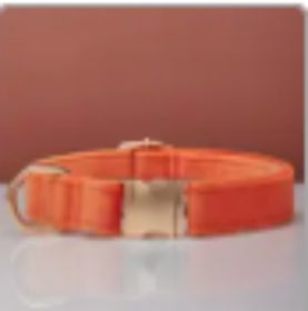 Multiple Colour Velvet Personalise Dog Collar Leash Set With Bow (Option: Orange-XS)