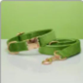 Multiple Colour Velvet Personalise Dog Collar Leash Set With Bow (Option: Green set-XS)
